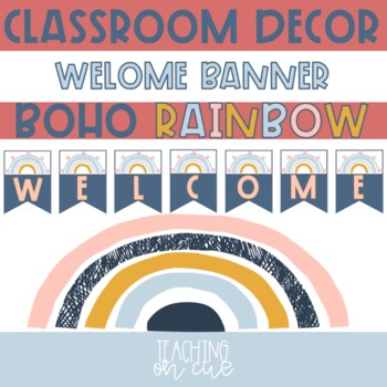 Preview of Welcome Banner - Classroom Decor Boho Rainbow FREEBIE