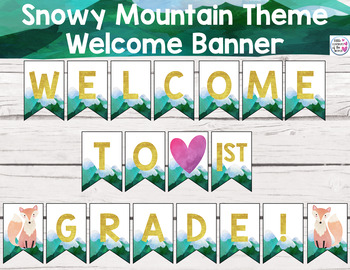Preview of Welcome Banner Classroom Decor - Mountain Theme