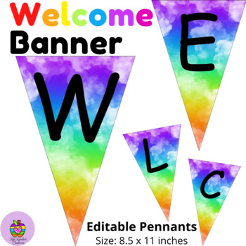 Preview of Welcome Banner Tie-Dye Theme- Welcome Pennants- Bulletin Board Idea