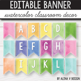 Welcome Banner  Word Wall Banner Watercolor Themed Classroom