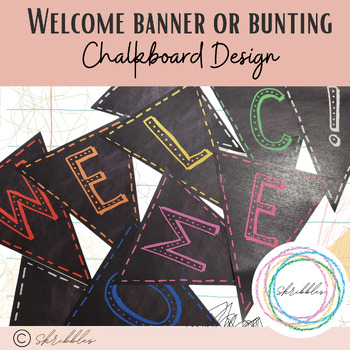 Preview of Welcome Banner or Bunting in Chalkboard Design
