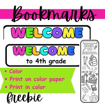 Welcome Bookmarks/Back to School /Meet the Teacher /First Day of School