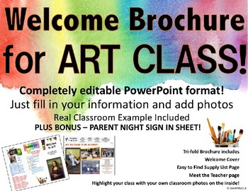 Preview of Back to School Art Brochure Editable Power Point version