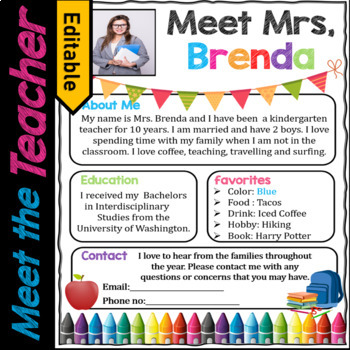 Preview of Meet the Teacher Template EDITABLE, Welcome Letter,Supply List | Back to School