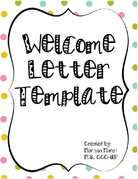 Welcome Letter Template By Marissa S Materials Tpt