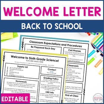 Preview of Welcome Letter Template Editable Back to School Syllabus