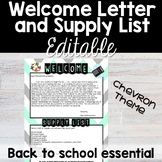 Welcome Letter and Supply List - Chevron - Back to School 