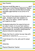 Welcome Letter for Physical Education Students