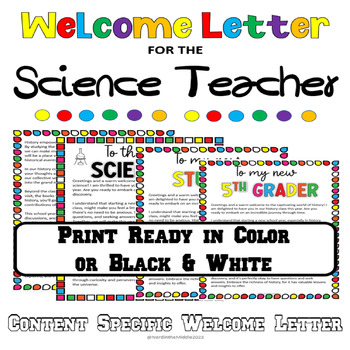 Preview of Welcome Letter for the Science Teacher