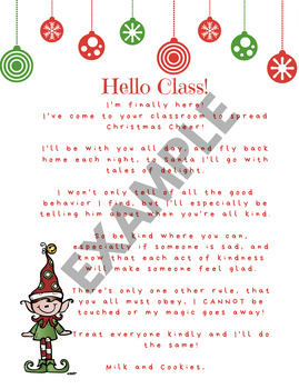 Welcome Letter from Class Elf by Ms Firstie | TPT