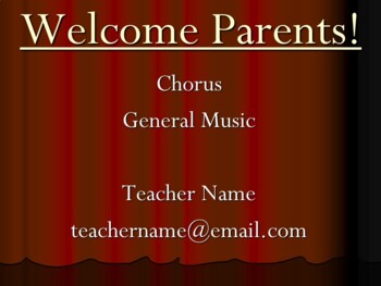 Preview of Parent Night, Back to School Night, Open House PowerPoint for Chorus/Music