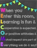 Welcome Poster - Any Classroom or Subject (Chalkboard Style)