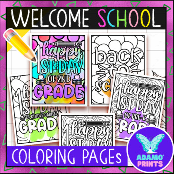 Preview of Welcome School Coloring Pages Activities Poster Bulletin Board Idea