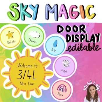 Preview of Welcome Sign/Door Display | Editable | ✨ SKY BRIGHT THEME ✨