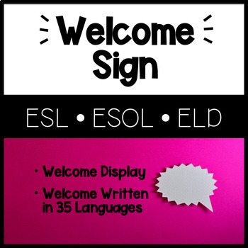 Preview of ESL ELD Welcome Door Display or Bulletin Board Sign in 35 Different Languages