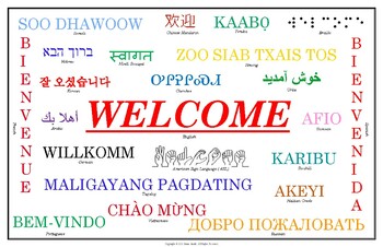 Preview of Welcome Sign with Languages from Around the World and Class Activity