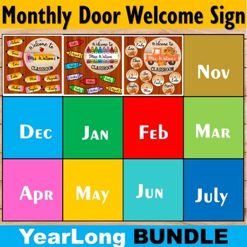 Preview of Welcome Signs Door Decor Yearlong Bundle | Classroom decor, Bulletin Board