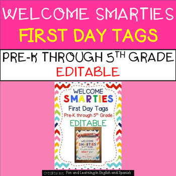 Preview of Welcome Smarties - EDITABLE - Back to School Tags