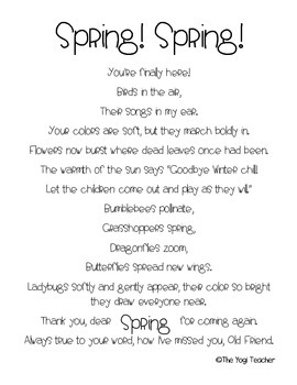Welcome Spring Poem and Poster by The Yogi Teacher | TpT