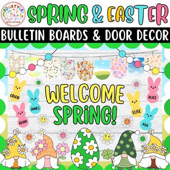 Preview of Welcome Spring!: Spring & Easter Bulletin Boards & Door Decor Kits | March Decor