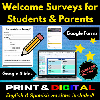Preview of Welcome Surveys for Students and Parents | Print & Digital
