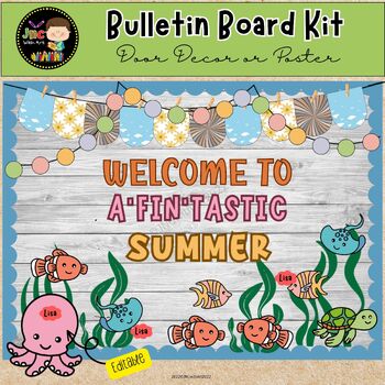 Preview of Welcome To A'FIN'TASTIC Summer Bulletin Boards Kit, Door Decoration, Editable