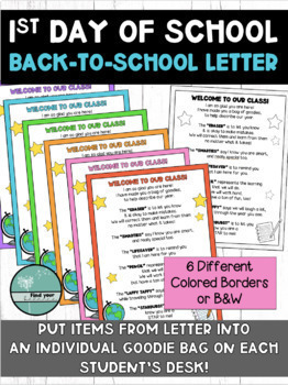 Preview of Welcome To Our Class - Back to School - Student Letter from Teacher w/Goodie Bag