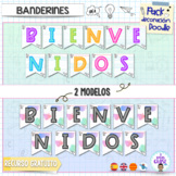 Welcome banners- Banderines Bienvenidos- Doodle decor them