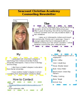 Preview of Welcome letter - school counselor or teacher