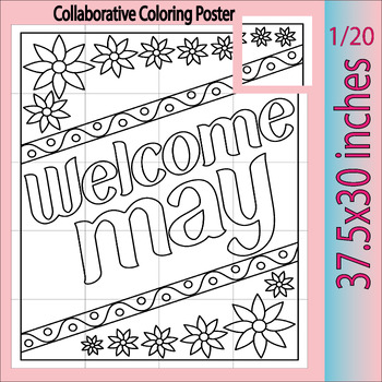 Preview of Welcome may : Collaborative Coloring Poster | May & Spring Bulletin Board