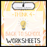 Back to School Worksheets - Welcome to 4th Grade! -Think 4-