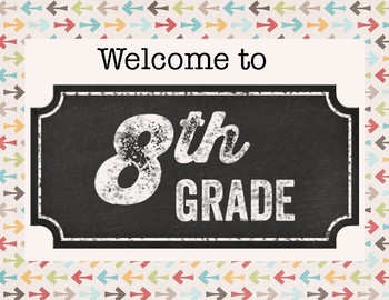 Preview of Welcome to 8th Grade Door Sign