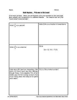 7th grade common core review activity by math class rocks tpt