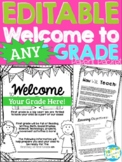 Welcome to ANY GRADE Editable Information Packet for Parents