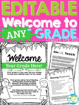 Preview of Welcome to ANY GRADE Editable Information Packet for Parents