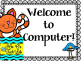 Welcome to Computer Cat and Bird Theme Poster