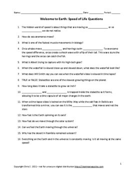 Speed Movie Questions worksheet