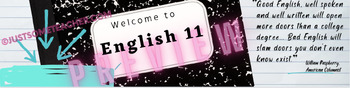 Preview of Welcome to English 11 Google Classroom Banner Header ANIMATED!