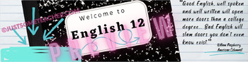 Preview of Welcome to English 12 Google Classroom Banner Header ANIMATED!