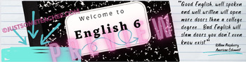 Preview of Welcome to English 6 Google Classroom Banner Header ANIMATED!