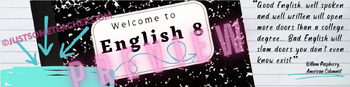 Preview of Welcome to English 8 Google Classroom Banner Header ANIMATED!