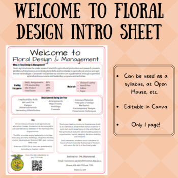 Preview of Welcome to Floral Design Intro Sheet