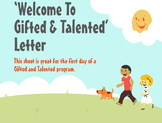 Welcome to Gifted and Talented Letter