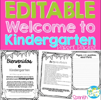 Preview of Welcome to Kindergarten Editable Parent Packet SPANISH