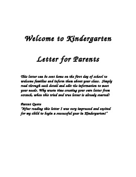 original 563393 1 - Welcome To Kindergarten Letter
