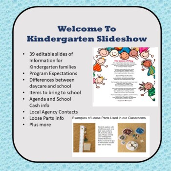 Preview of Welcome to Kindergarten Slide Show