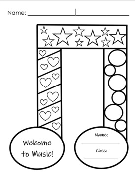 Preview of welcome to music coloring page