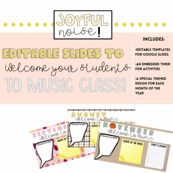 Preview of Welcome to Music Morning Slides (EDITABLE)