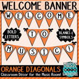 Welcome to Music! Orange Diagonals Pennant Banner