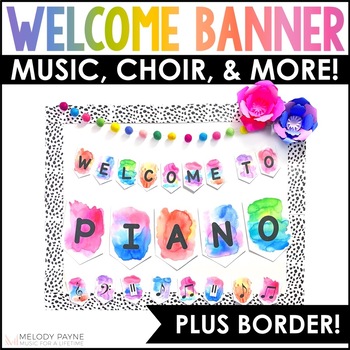 Preview of Welcome Banner Piano, Choir, Band, Music, Orchestra - Watercolor Music Decor